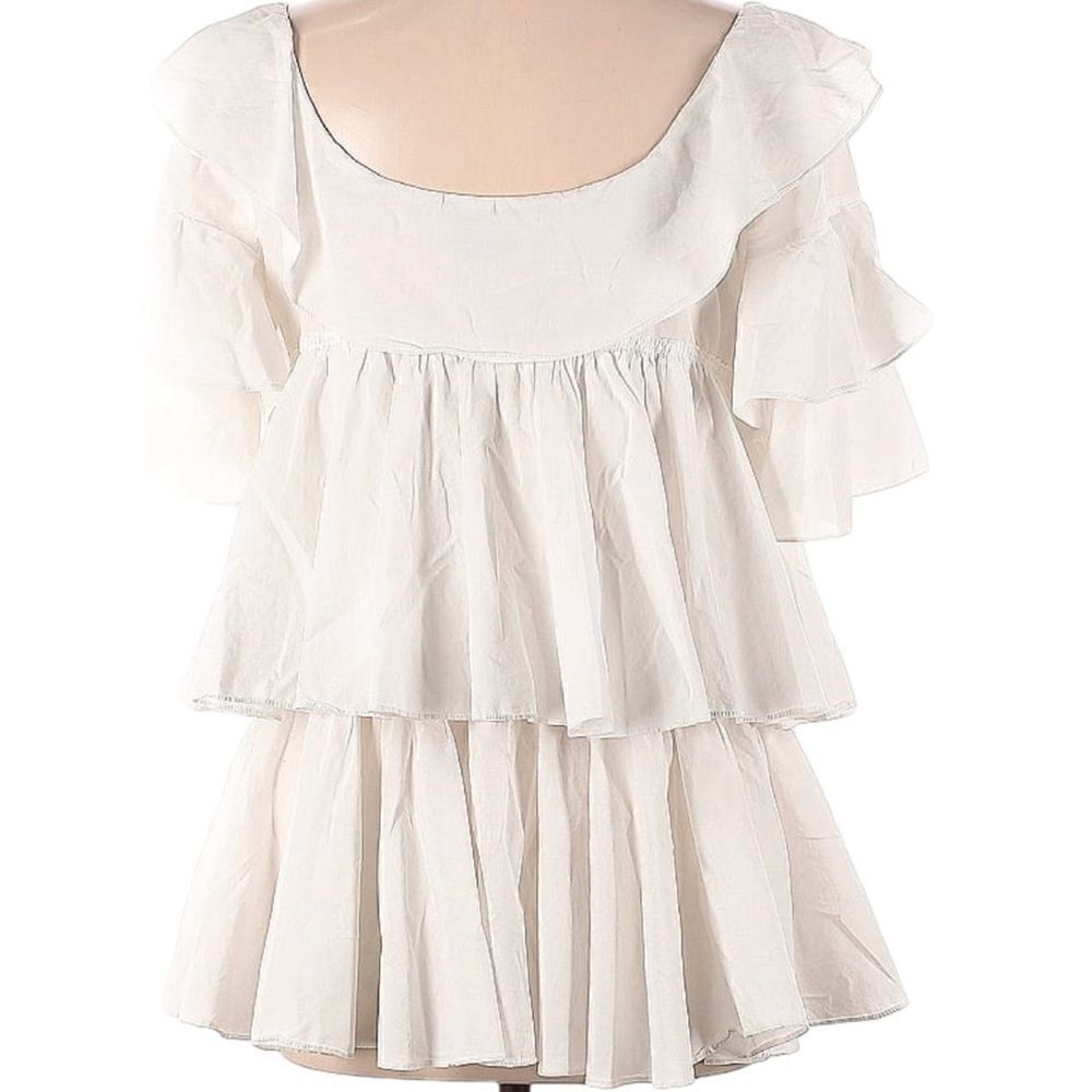 Tome White Ruffled Off the shoulder blouse top $695 - Size Small / S - Picture 6 of 7